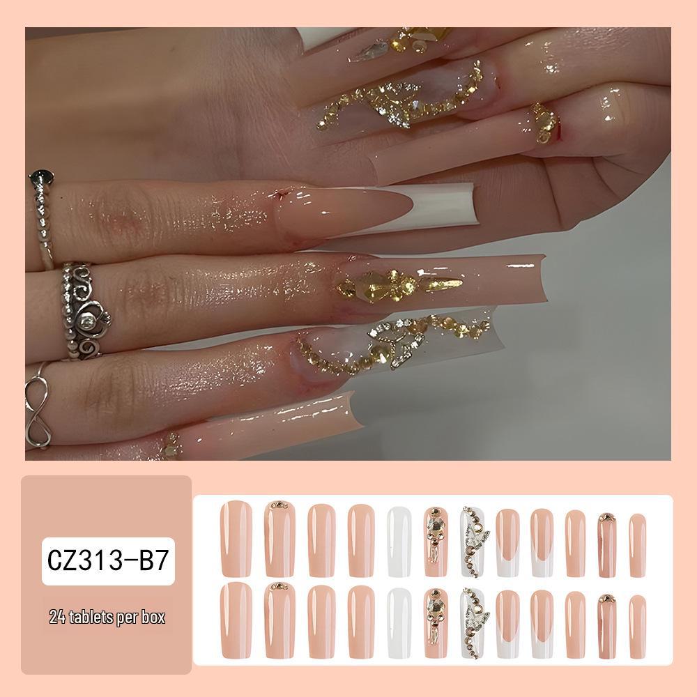 Long T-Point Diamond Jelly Glue False Nails - Press-On Nail Art Tips