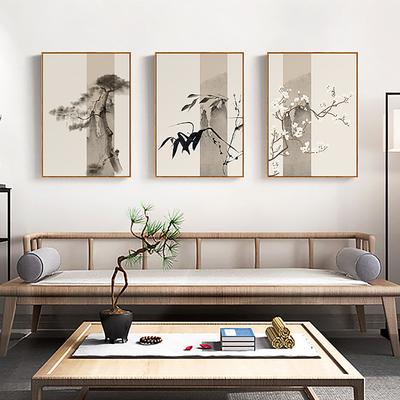 New Chinese Style Bamboo Plum Blossom Pine Tree Landscape Canvas Painting Classic Decorative Art Posters for Home Wall Aesthetic