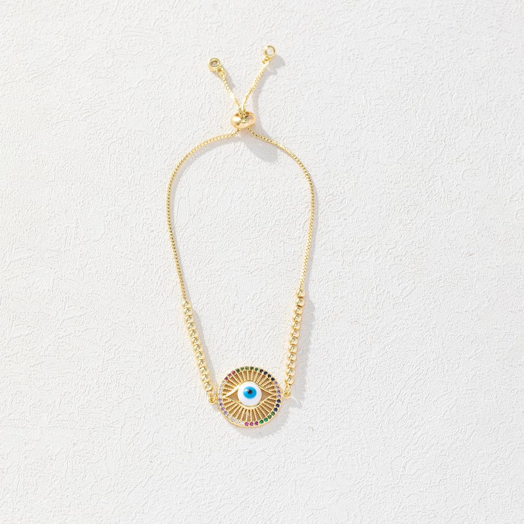 Fashion Drip Enamel Evil Eye Bracelet Versatile Zircon Blue Eye Charm Women's Popular Jewelry Accessory