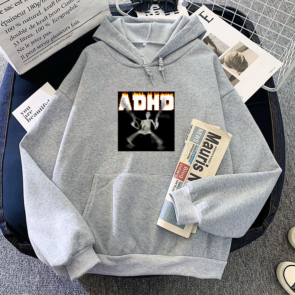 Adhd Skeletn Meme Funny Printed Hoodie Pop Casual Sweatshirt for Autumn/Winter Retro Clothing Gothic Pullovers