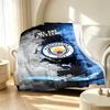 Manchester City FC Pattern Blanket for Home Decoration, Bed, Sofa, Car Travel, Camping, Suitable for All Seasons, Birthday Christmas Gift