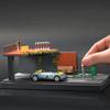 Shoucangjia Display Case for Hot and Matchbox Cars Scale Model Garage with Dust Street Fence Scene Diorama Parking Showcase Tomica, Wheels, 164