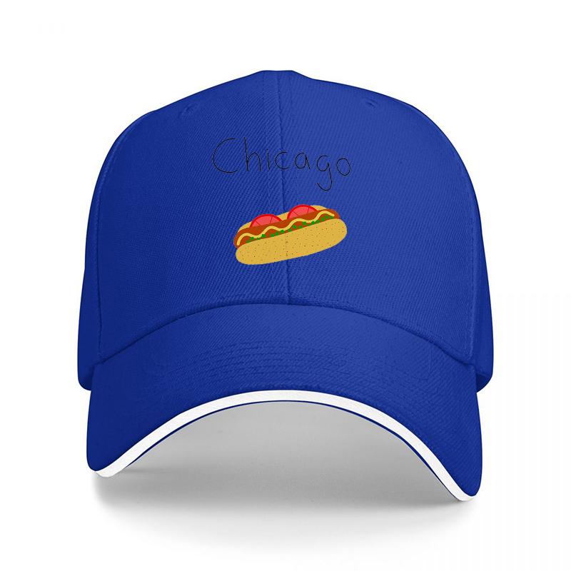 Hotdog Logo Baseball Cap Black Adjustable Hat with Fun Food Design for Casual Wear and Outdoor Activities