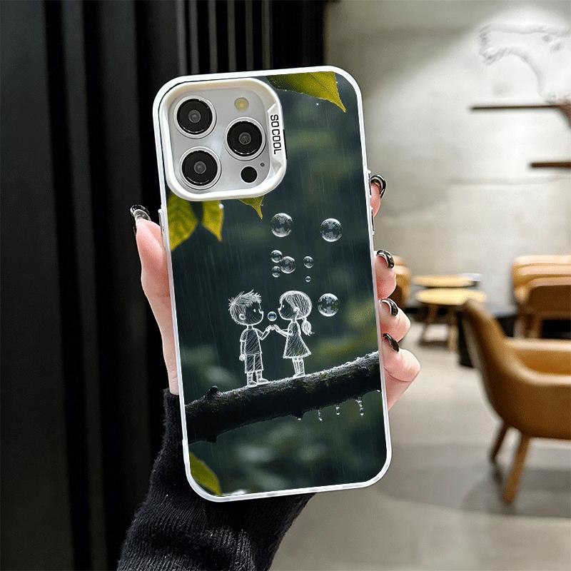 Nature Cute Child Painting Style Shockproof Phone Case for iPhone 17 Air 16 16E 15 Pro Max 14 Plus 13 Mini 12 Back Cover Anti Fa