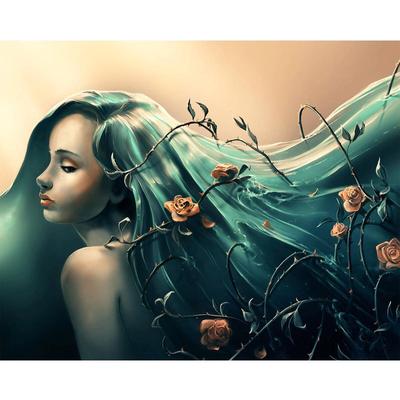Pittura Diamante 5D Fai da Te Bellezza e Rose a Tondo Kit Punto Croce Ricamo Diamante