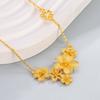Elegant Sand Gold Floral Necklace Set - Luxurious Chinese Three Lives Wedding Collarbone Design