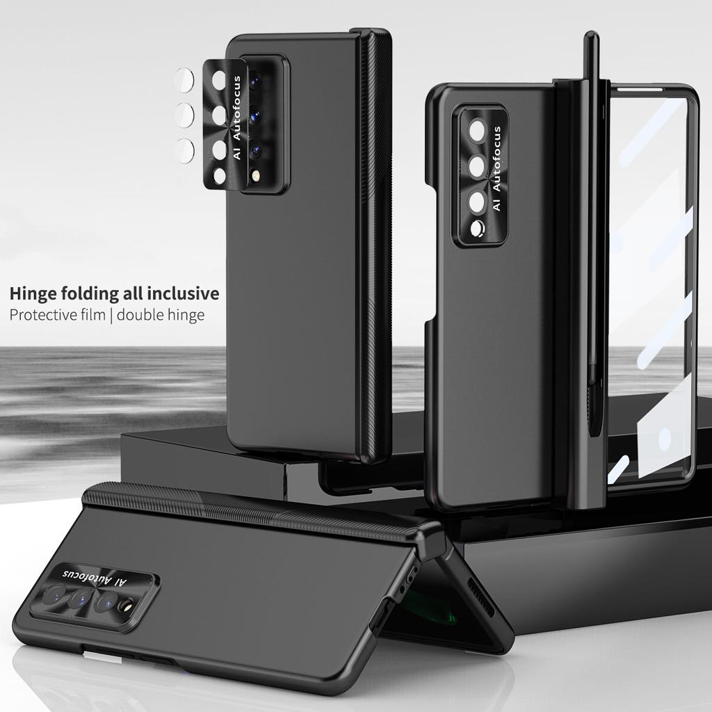 Drop Protection with Pen Holder Folding Case for Samsung Galaxy Z Fold 3 Fold4 Fold 4 5G Fold3 Tempered Glass Screen Film