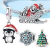 Silver 925 Santa Claus Sled Beads Christmas Penguin Charms Fit Exquisite Bracelet for Women Diy Fine Jewelry Gifts Accessory