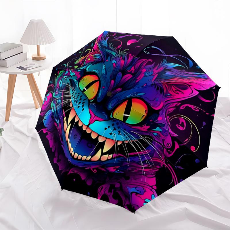 1pc Art Cat Automatic Umbrella Design, Cute Cartoon Pattern, Portable Outdoor Umbrella, Perfect, Holiday Gift for fans.A007