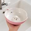 Ceramic Serving Bowl for Grapes Berry Washing Bowl Raised Center Drainage Hole Fruit Rinse Small Herbs Self-Spinning Colander Kitchen Countertop