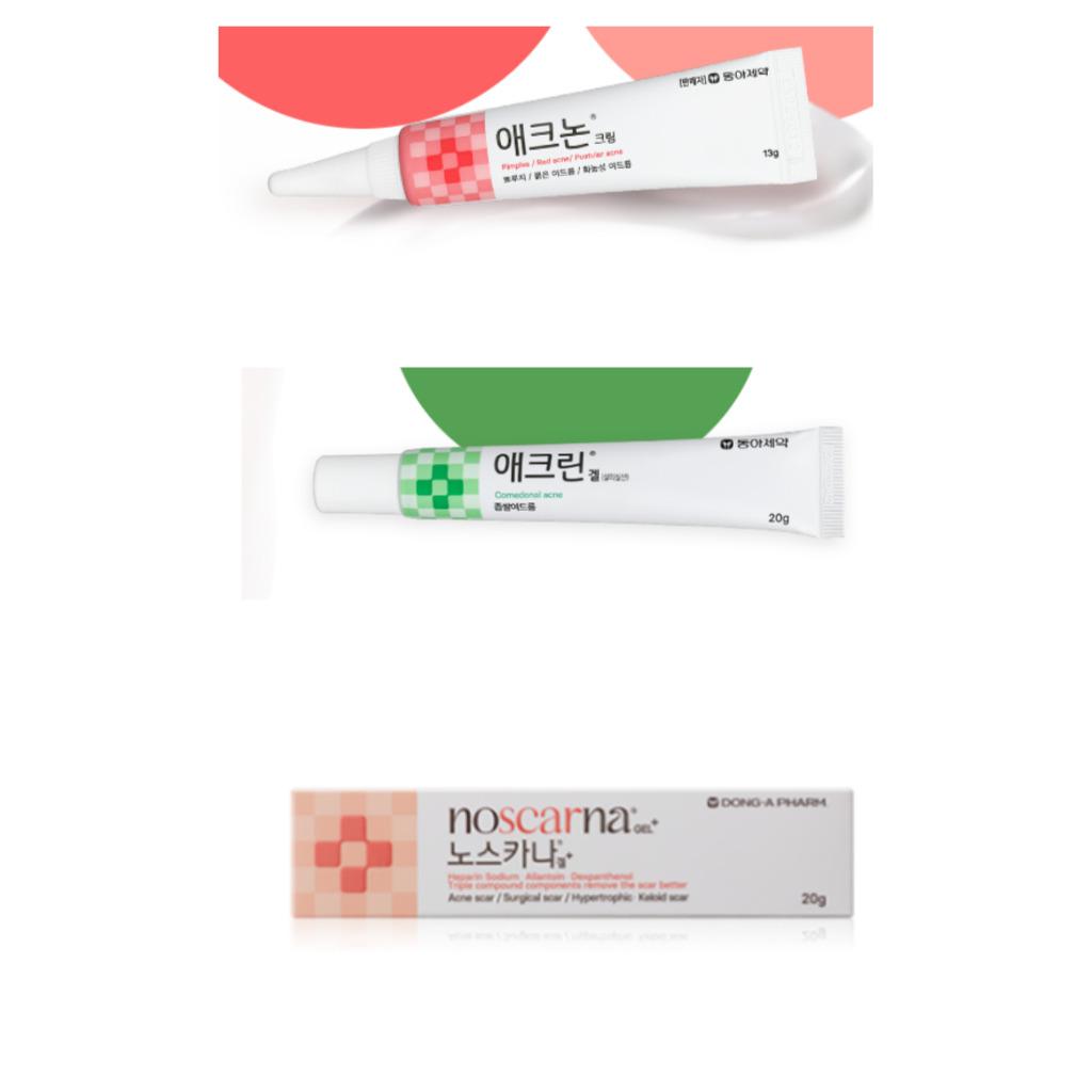 Acnon Cream 13g,  Aclean Gel 20g, Noscarna Cream 20g