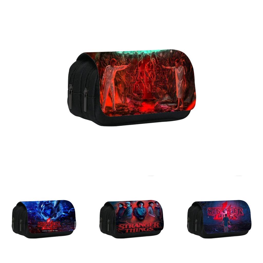 Stranger Things 4 Doppellagiges Federmäppchen mit großem Fassungsvermögen für Schüler und Bürogebrauch