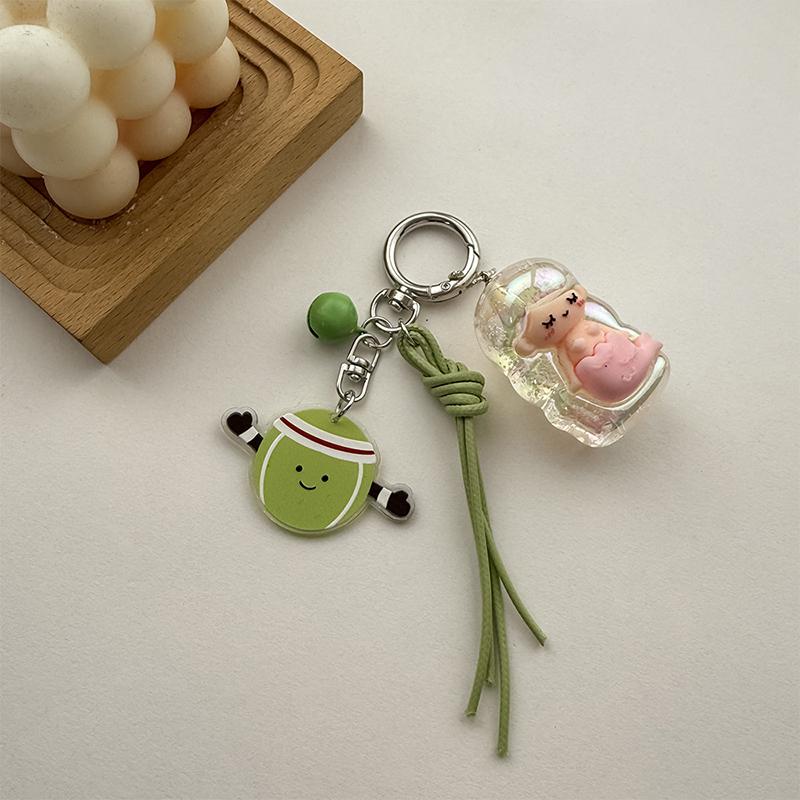  Bag Charms Q-Version Cartoon Table Tennis Badminton Football Keychain Handbag Pendant Creative Backpack Decoration Gifts
