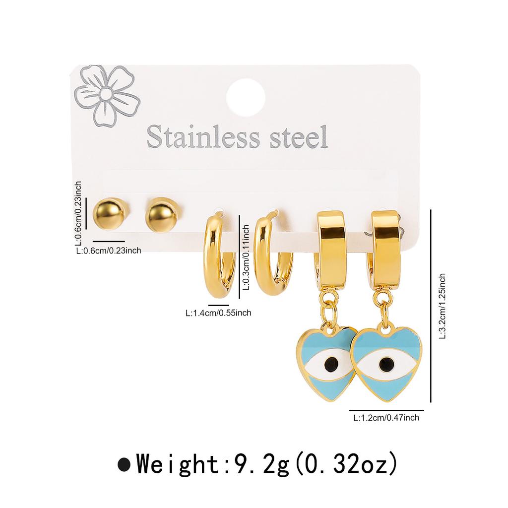 Fashion Stainless Steel Ear Clip Set Versatile Minimalist Temperament Personality Eye Earrings Women Jewelry