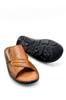 Genuine Real Leather Men's Slippers Light Slippers Leather Syringe Brown