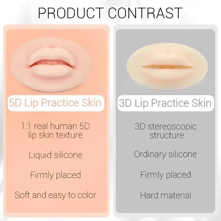 Soft Silicone Permanent Makeup Lip Blush Tattoo Training Skin Microblading Reusable 3D Practice Lips Mold For Makeup Artists