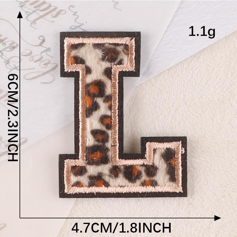 Embroidery Label Leopard Print English Alphabet Cloth Label Clothes And Hats Hand Account Diy Patch Accessories Embroidery Stickers Cloth Stickers