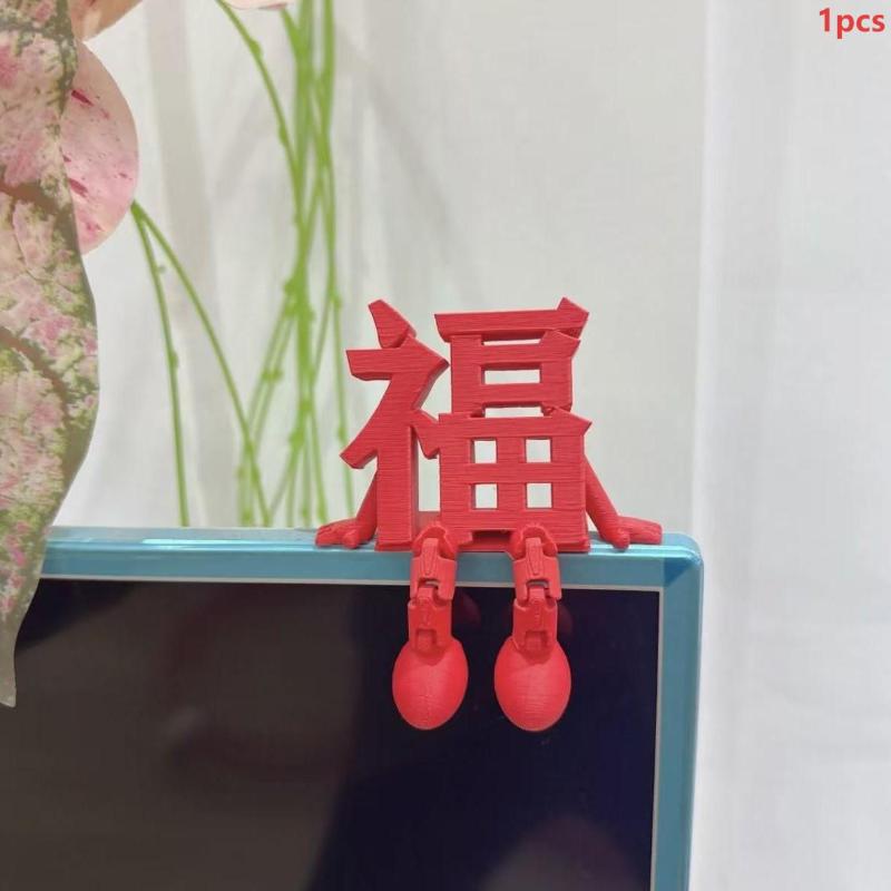 1/2 Pcs Red 3D Fu Word Ornaments Traditional Chinese New Year Joint Movability Fu Character Desktop Decor Photo Props Good Luck