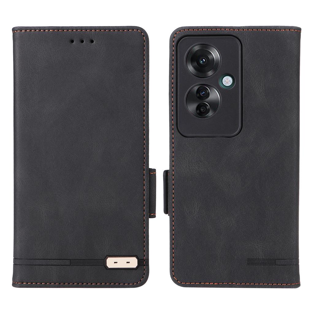 For Oppo Reno11 F 5G Shockproof Case Hardware Decor PU Leather Wallet Phone Cover