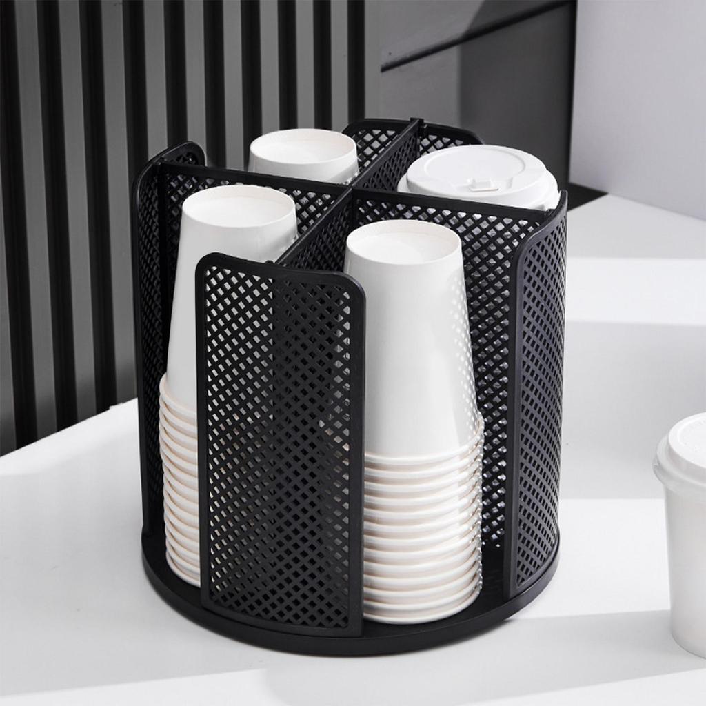360 Rotation Paper Coffee Cup Organizer 4 Compartment Multiuse Drinks Tea Cup