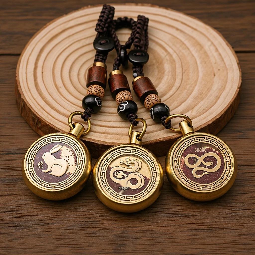Brass Rotating Zodiac Keychain Pendant: Unisex Creative Handicraft