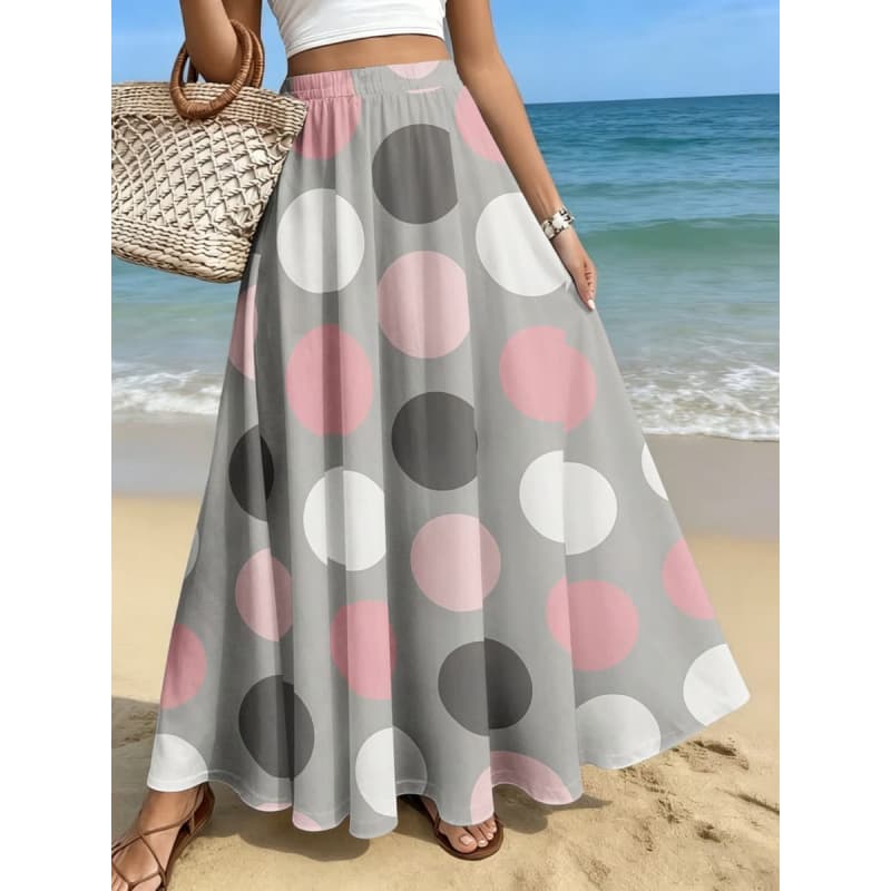Gonna midi elegante e alla moda da donna, vestito casual a lunghezza media con stampa, stampa a fantasia trendy, per ufficio/relax/appuntamenti/feste/sandwich