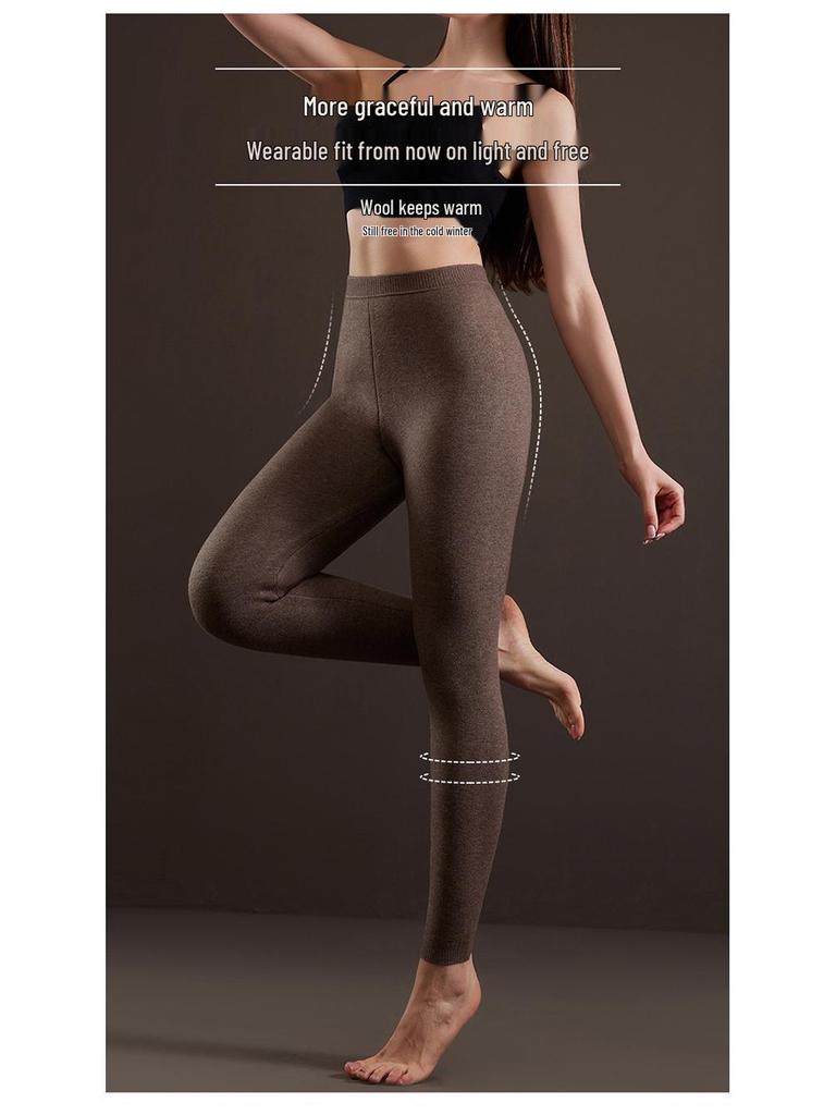 Men's Wool Fleece-Lined Warm Pants & Women's Faux Mink Cashmere Leggings: Winter High-Waisted Knitwear.