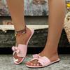 Damen Schleifenschuhe Neue Damen Freizeit Komfort Flache Sandalen Sommer Einfarbige Runde Spitze Rutschfeste Leichte Hausschuhe