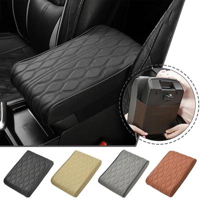 New High-end Wave Embroider PU Leather Car Armrest Rest Armrests Pad Auto Box Arm Cushion Mat Center Storage Console Protec T7J0