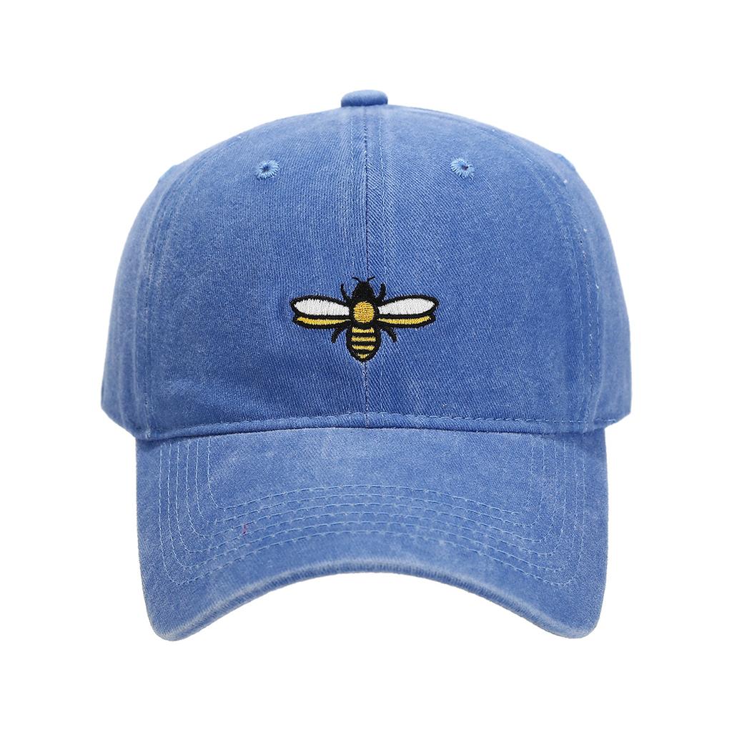 Little Bee Pattern Embroidery Washed Baseball Cap Versatile Fashion Dad Hat Adjustable Sun Protection Sports Cap Cap