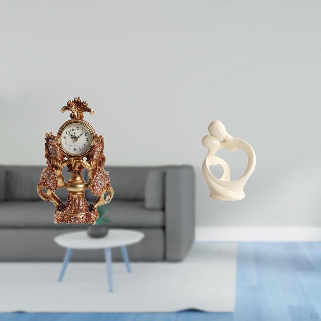 Horse Clock Desktop Figurine Decoration Crafts Collection Statue Animal Table Artistic