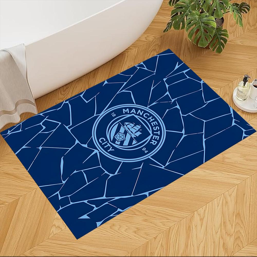 Manchester City Football Club Decorative Area Rug Soft Plush Non-slip Bottom Kitchen & Bathroom Use Fashionable Home Decor Perfect Gift