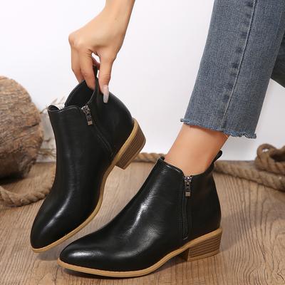 New Autumn and Winter Large Size Women's Boots Side Zipper Martin Boots Short Boots Thick Heel Size 43 Casual Short Boots