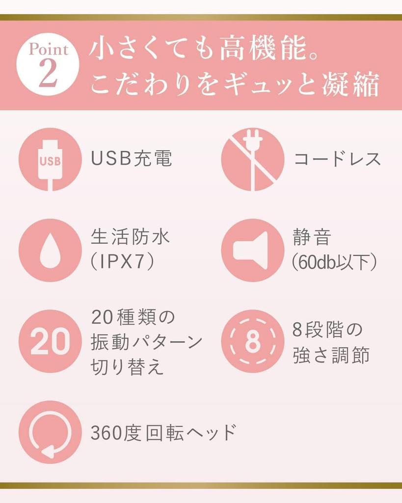 Electric Massage Handy Massager for Women Waterproof Cordless Mr.FiT [Climax Massage] (Pink)