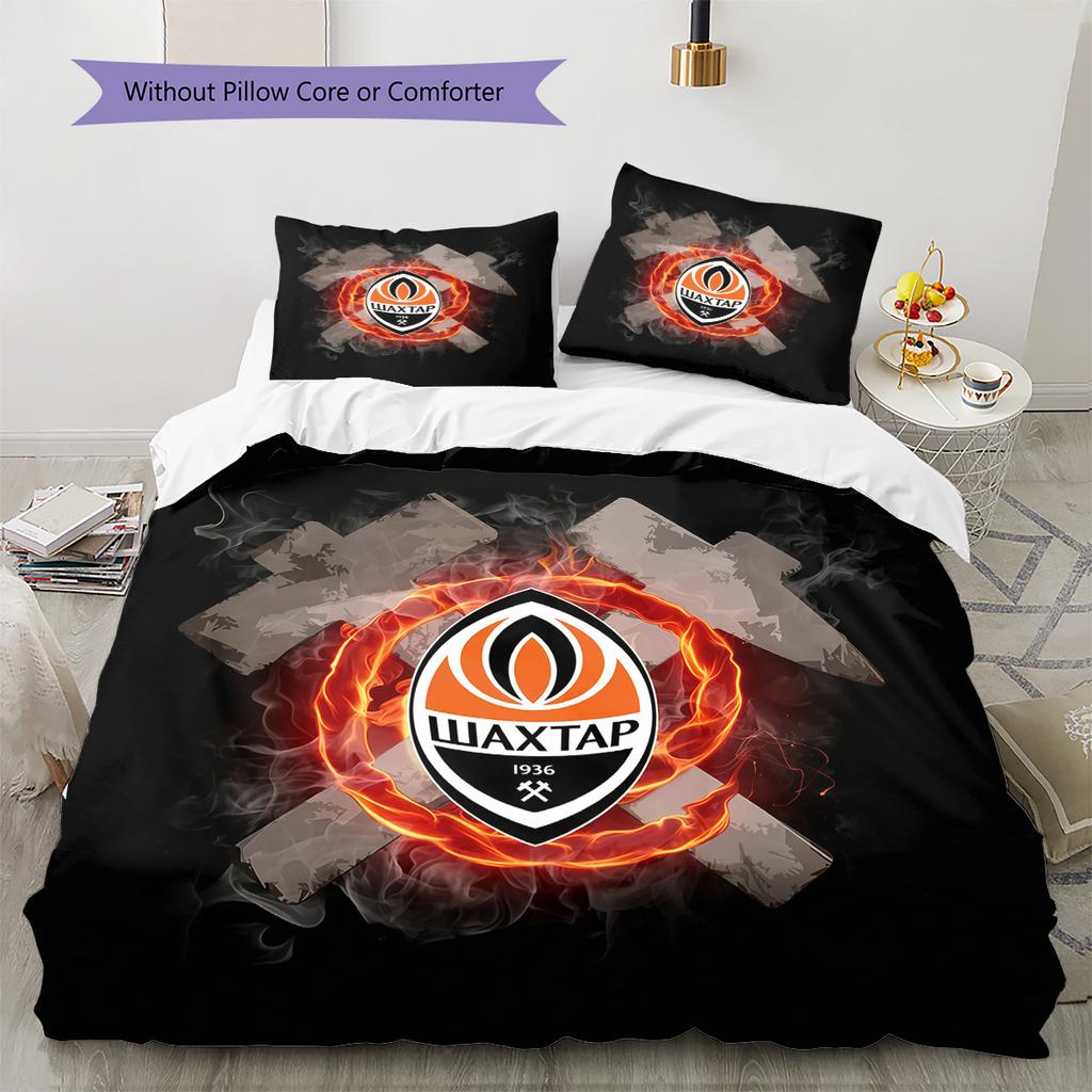 Shakhtar Donetsk FC Pattern Bedding Home Decoration Birthday Gift (1 * duvet cover + 2 * pillowcase, without core)