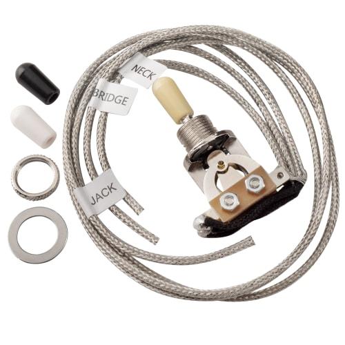 

Musiclily Pro Pre-Wired 3-Way Toggle Switch with Braided Metal Wire, Soldered, Nickel for LP Les Paul Electric Guitars