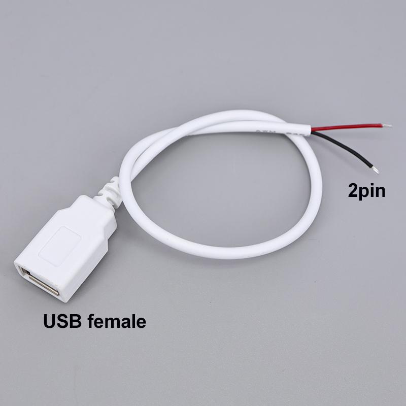 2pin 4Pin 5V USB 2.0 Power Supply Cable Female Male Jack Charging Extension Connector Wire white 0.3m 1m