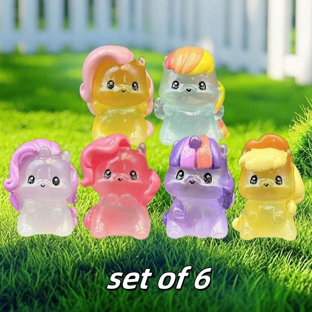 1 pc My Little Pony Cute Cartoon Statue, Hand-painted Desktop Ornament, Glow-in-the-dark Decoration, Home Office Decor, Holiday