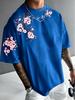 Summer Personalized Cherry Blossom Branch Letter Print Soft and Breathable Round Neck T-Shirt Outdoor Street Top