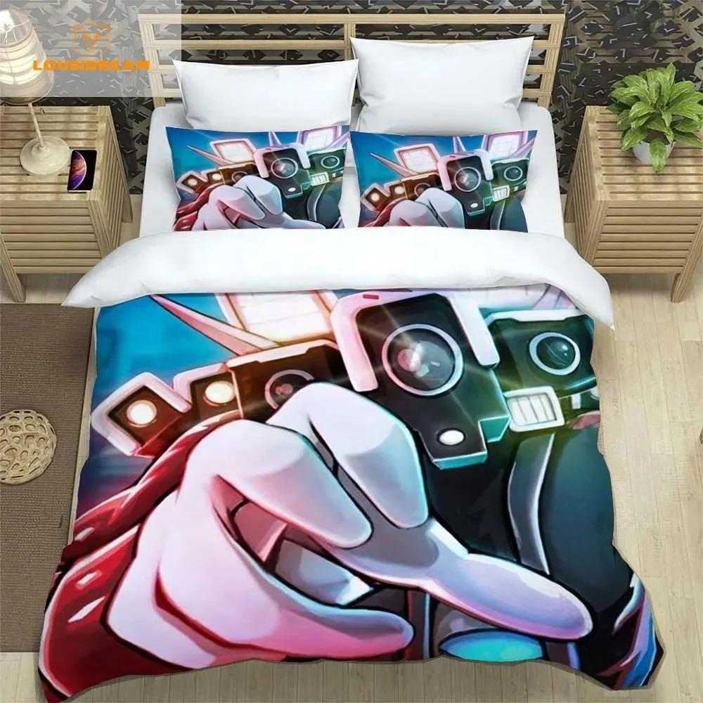 Skibidi Toilet Funny Kprl Speaker Cartoon Duvet Case Pillowcase Bedding Set Twin Full King for Boys Adults Bedroom
