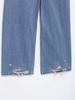 2025 Spring Women's European-American Ripped Loose Mid-Waist Jeans