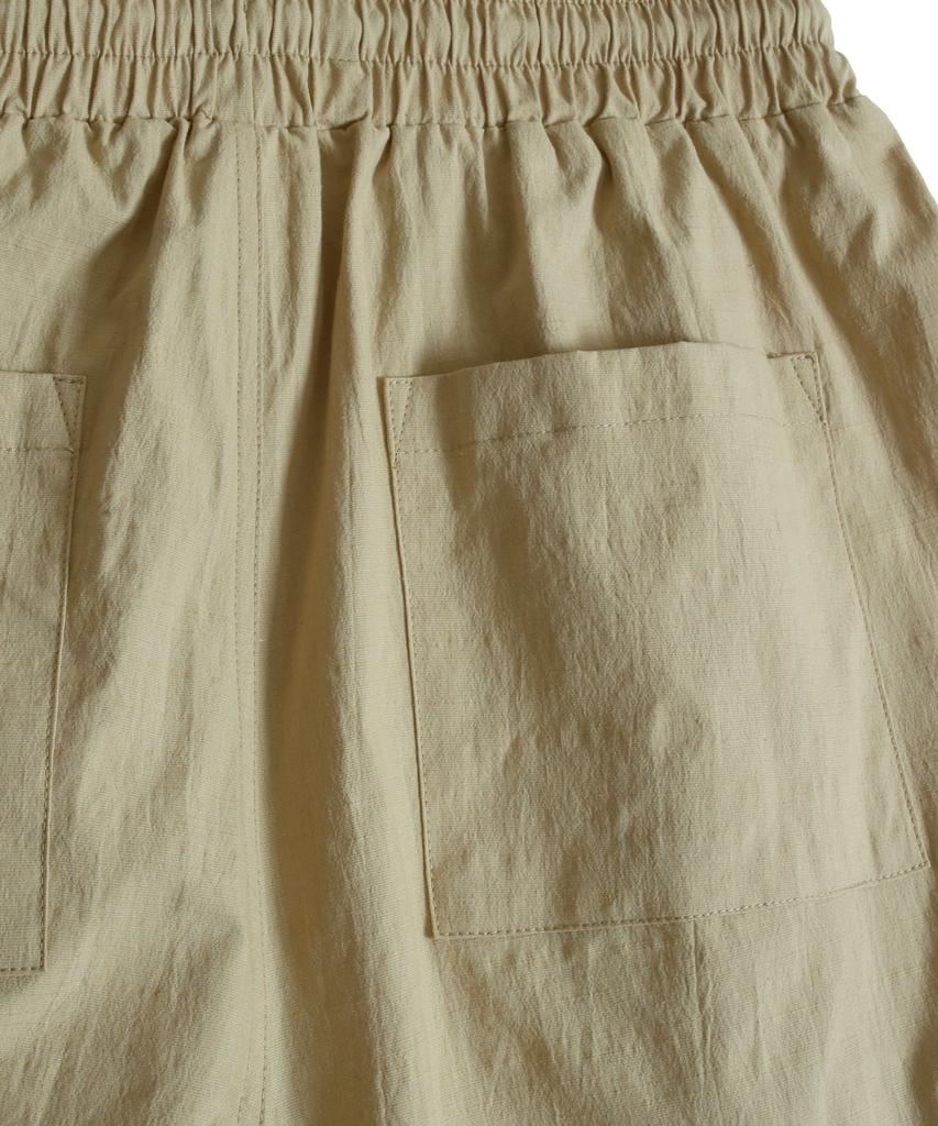 NODU Cargo Tuck Drawstring Wide-Leg Pants [Beige]