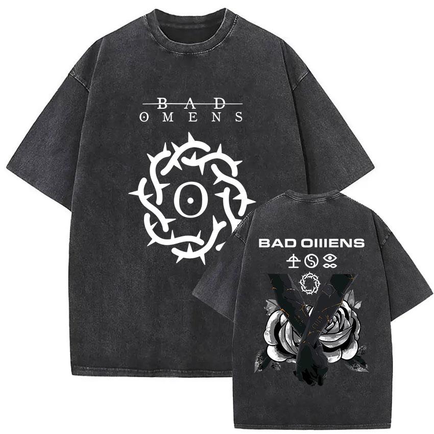 Rock Band Bad Omens Do You Feel Love Tour Vintage Washed T Shirts Men Women Gothic Fashion Short Sleeve Tshirt Streetwear