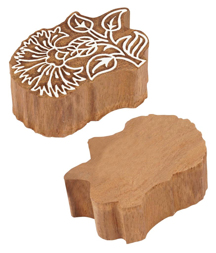IBA Indianbeautifulart Textile Printing Block Floral Hand Carved Wooden Stamp Wood Block Printing Textile Stamp For Fabric   Pottery Blocks- 2.5