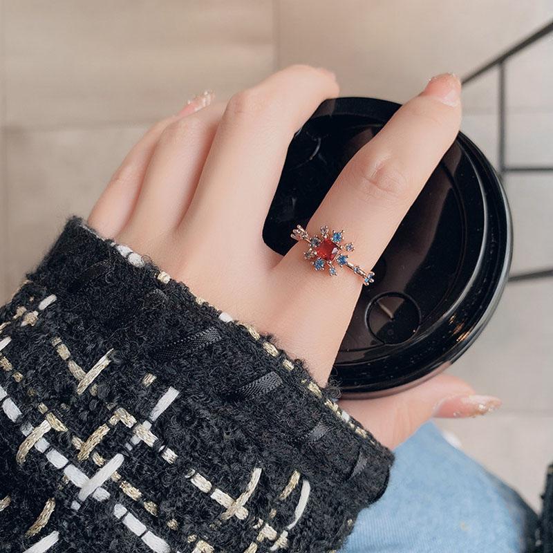 New Delicate Zircon Rings Micro-Inlaid Crystal Elegant Flowers Heart Rings For Women Adjustable Opening Rings Party Jewelry