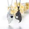 Neue Schwarz-Weiß-Farbe Herz Engel Teufel Flügel Anhänger Halskette Ohrringe Einzigartiger Mode Gothic Valentinstag Schmuck Geschenk