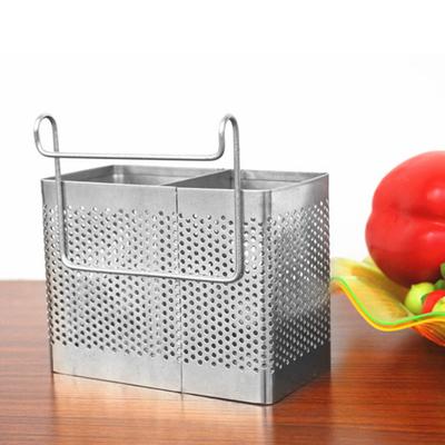 Chopsticks Holder with Hanging Hooks Space-Saving Stainless Steel Tableware Drainer for Kitchen