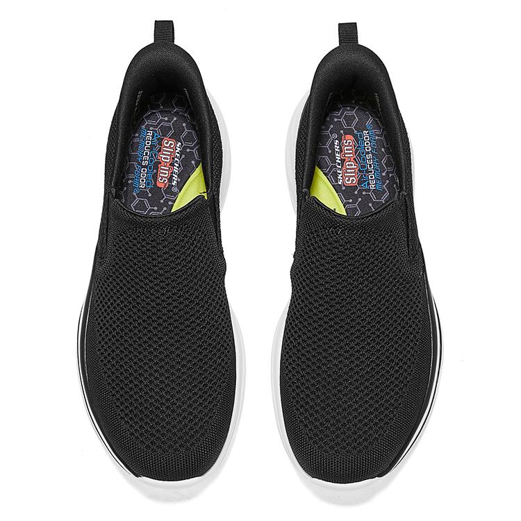 Skechers Slip-Ins Comfortable Walking Shoes Easy On And Off Lightweight Breathable Low Top Casual Shoes Men Sneaker Black White 211085-BLK