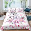 Pink Cherry Blossom King Queen Bedding Set Spring Flora Duvet Cover Japanese Flowers Quilt Cover Soft Polyester Comforter Cover