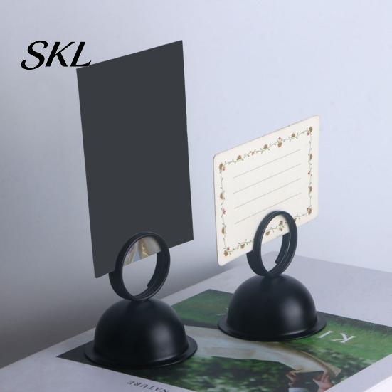Solid Wood Table Accessory Number Holder, Metal Place Card Foodservice Split-Ring Style Weighted Holder Menu Stand for Photos, Memo, Notes,